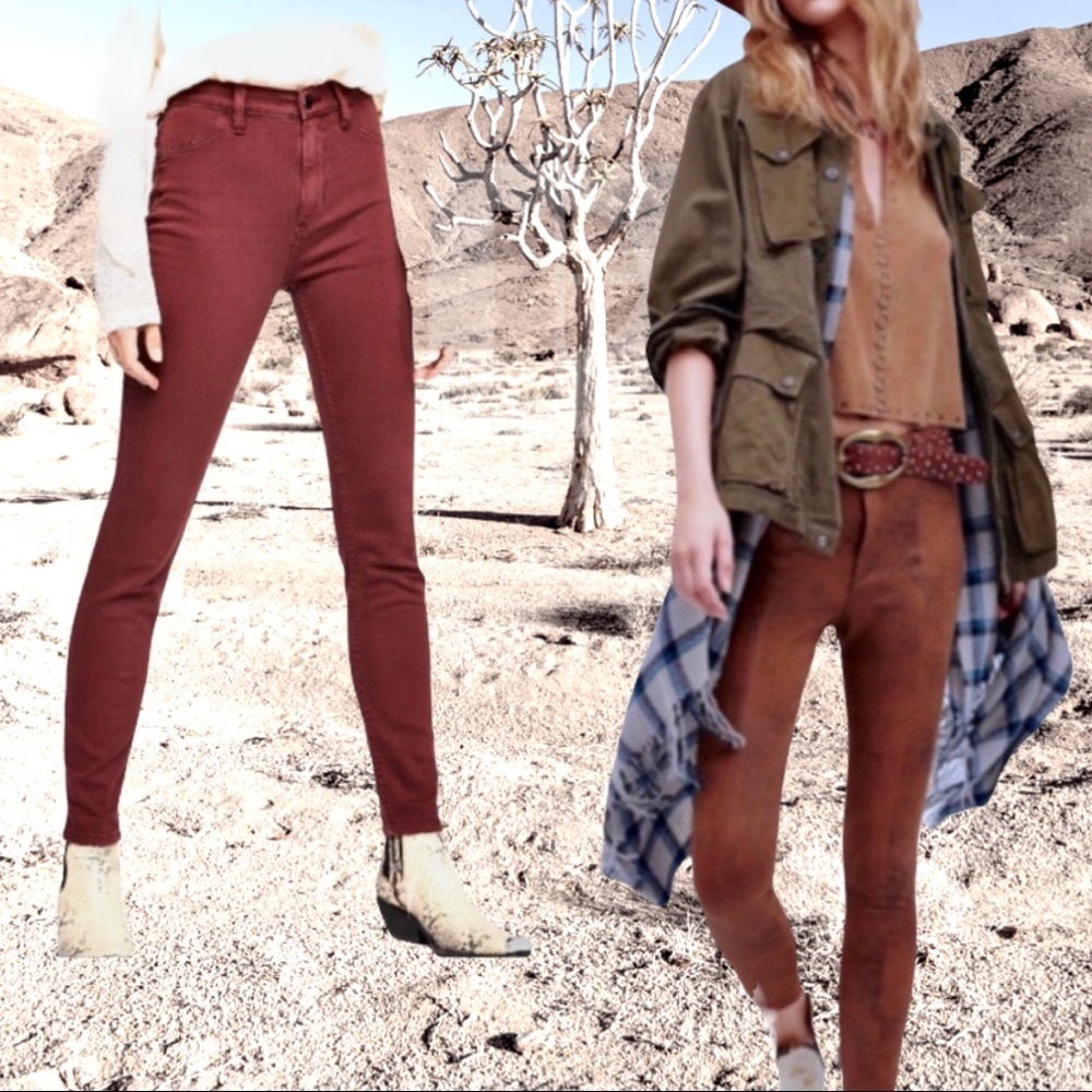 Free People Hi Waist Long Stretch Jeans NWT - Picture 2 of 14